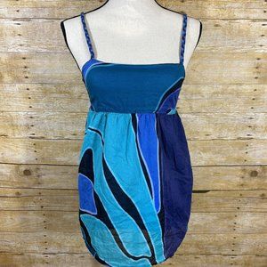 Hurley Womens Babydoll Tank Top S Blue Teal Purple Abstract Adjustable Strap